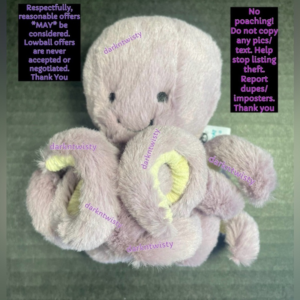 BNWT JELLYCAT BABY/TINY MAYA OCTOPUS 1 OWNER AUTHENTIC SALES RECEIPT - Picture 3 of 12